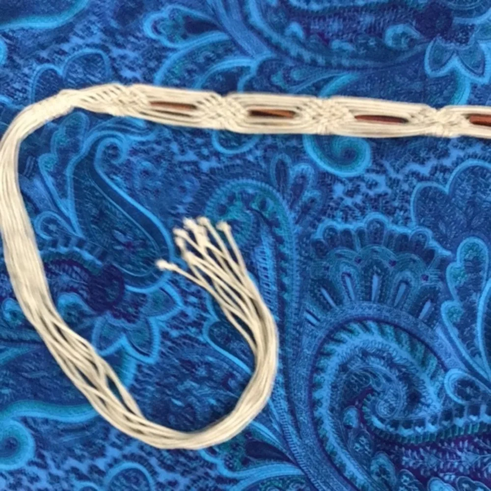 Vintage Macrame Beaded Belt, 67” long.